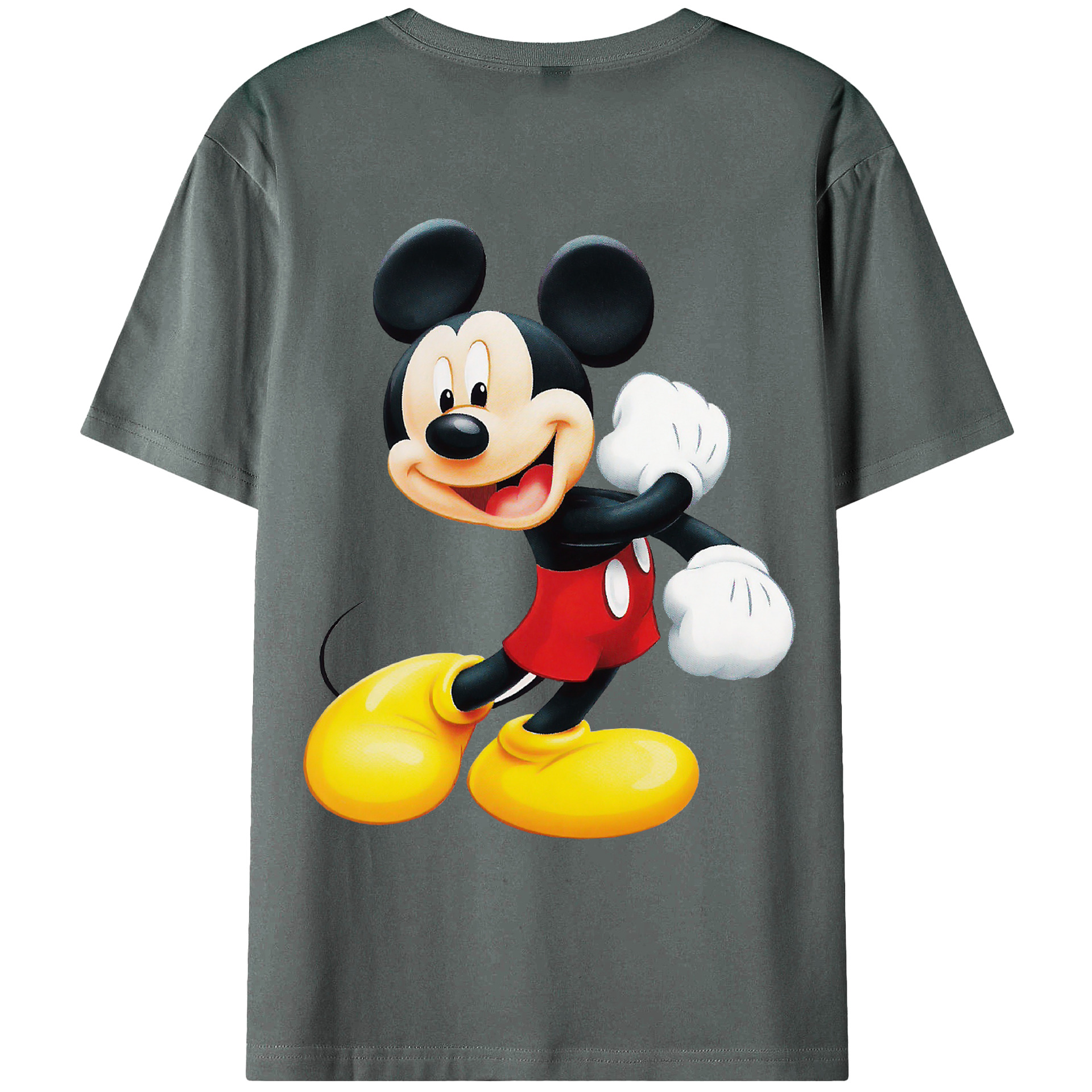 ミッキーマウス Mickey Mouse 綿100％ メンズ半袖Tシャツ（バックプリント） 通気性